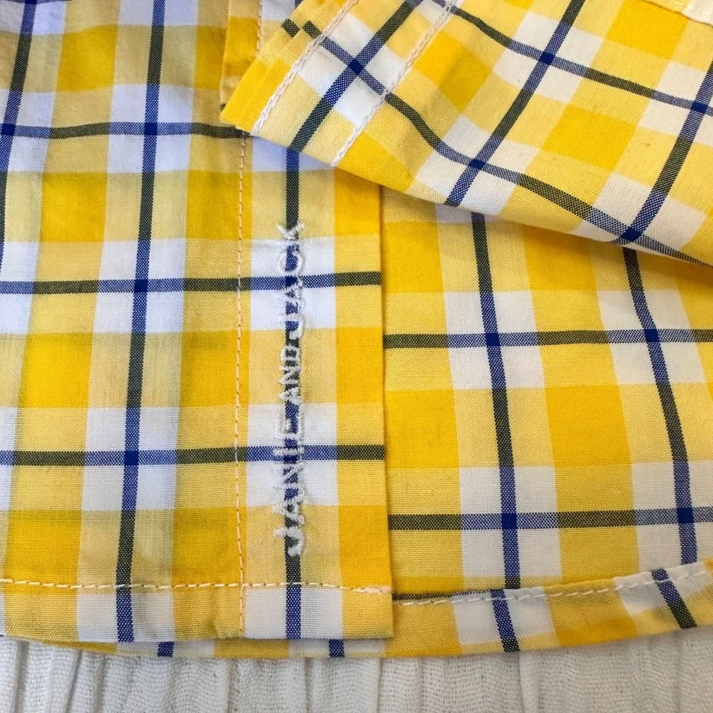 Janie and Jack Cuffed Button Down Plaid‎ Yellow Blue White Boys 18-24 Months NWT